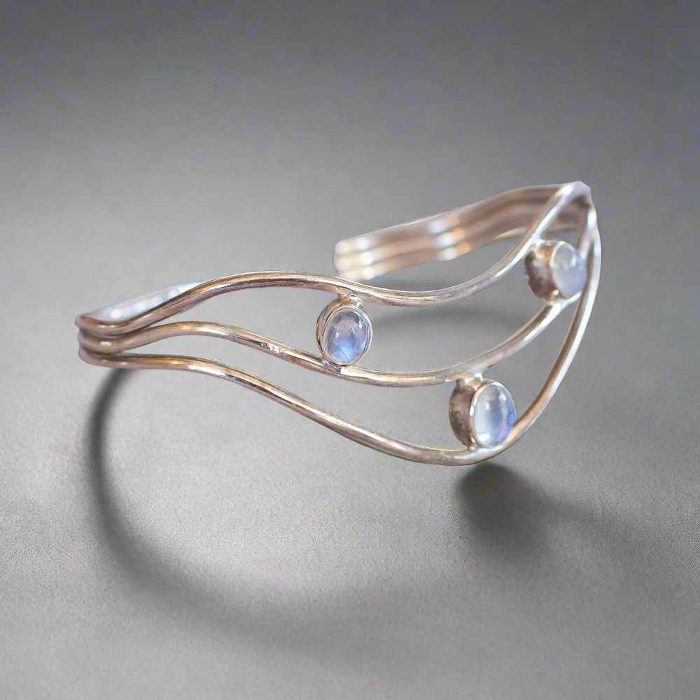 Silver & Moonstone Bangle