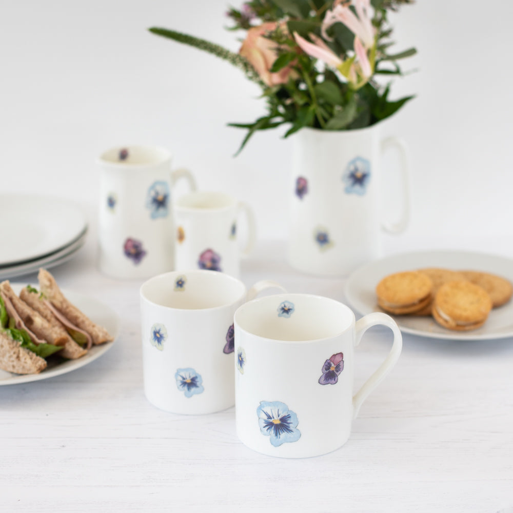 Bone China Mugs &amp; Jugs - Pansies