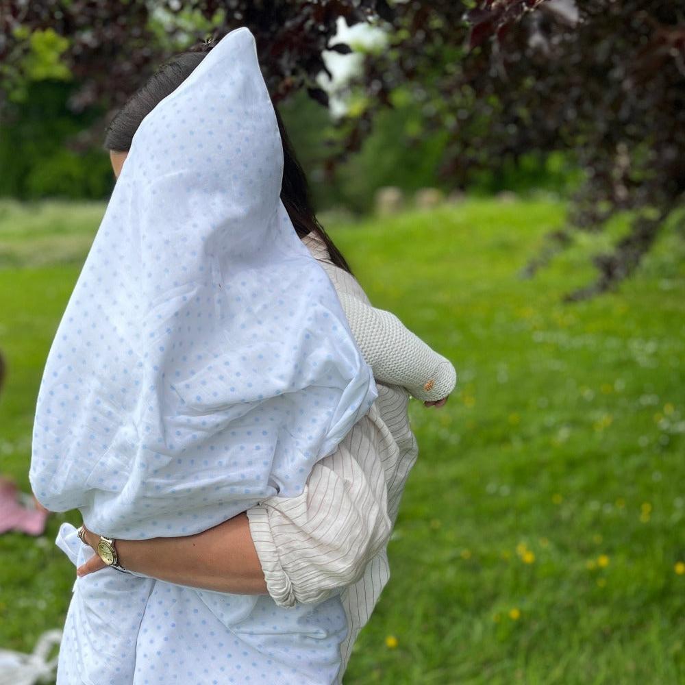 Baby Blanket / Swaddle Cloth - Polka Dot &#39;Hooded&#39;
