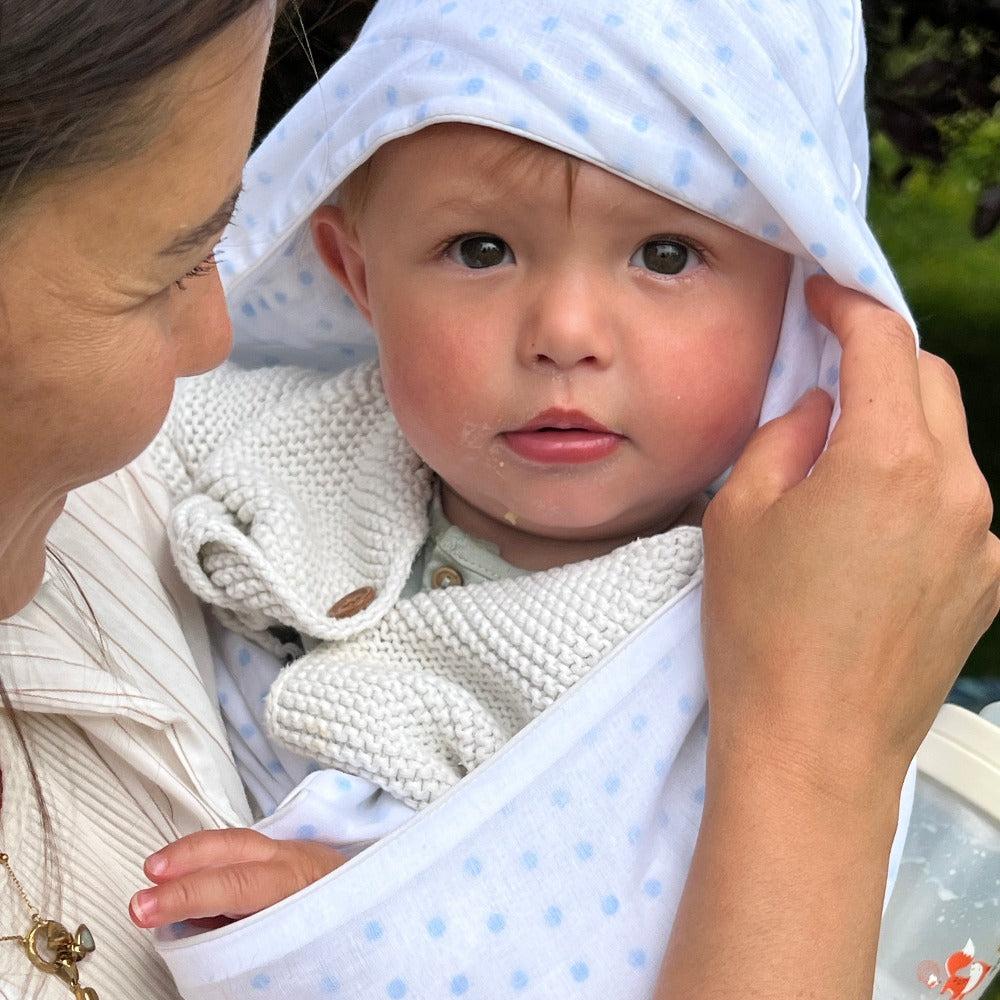Baby Blanket / Swaddle Cloth - Polka Dot with Hood