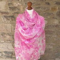 Cashmere Pashmina - Shocking Pink Paisley
