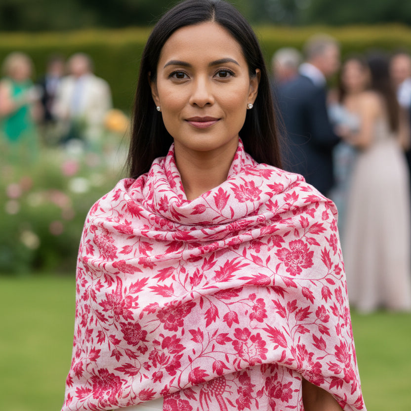 Cashmere  Pashmina - Crimson Floral