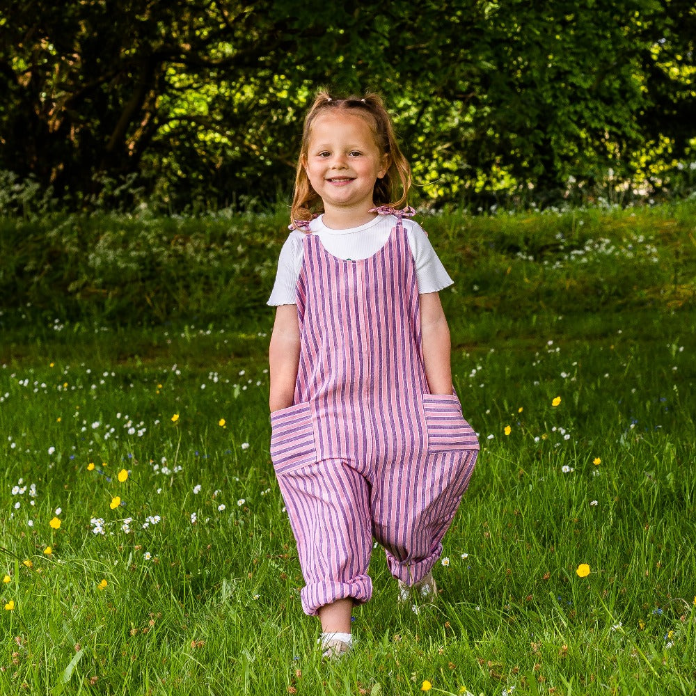 Children&#39;s Organic Cotton Dungarees - Pink Stripe