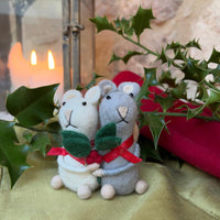 Handcrafted Felted Wool Christmas Mice