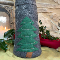 Handcrafted Felted Wool Father Christmas with Snowflake Decoration - Grey