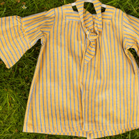 Girls Cotton Tunic Dress - with Matching Hair Band - Green with Blue Stripe
