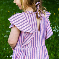 Girl's Cotton Dress - 'Butterfly' - Pink & Raspberry Stripe