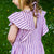 Girl's Cotton Dress - 'Butterfly' - Pink & Raspberry Stripe
