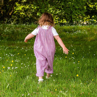Children's Handcrafted Organic Cotton Dungarees - Pink & Purple Stripe