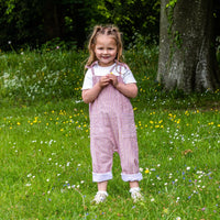 Girls Handcrafted Organic Cotton Dungarees -'Fruit Pastel' Stripe