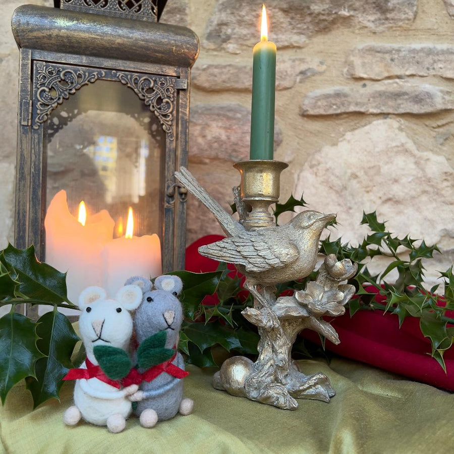 Handcrafted Felted Wool Christmas Mice