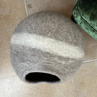 Handcrafted Pure Wool Felted Pet Cave - Chocolate & Cream Striped