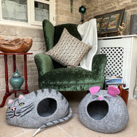 Handcrafted Pure Wool Felted Pet Cave - Mouse