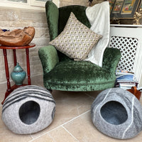 Handcrafted Pure Wool Felted Pet Cave - Milk Chocolate