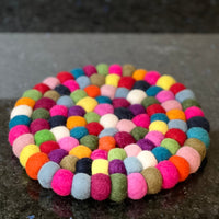 Handcrafted Felted Wool Multicolour Trivet