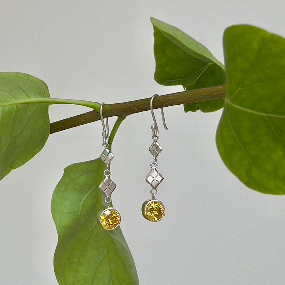 Yellow Topaz &amp; Silver Drop Earrings