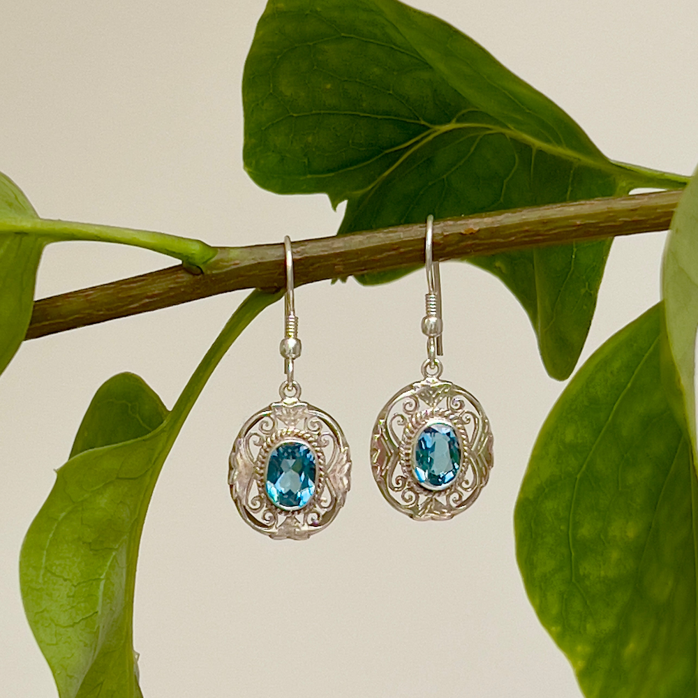 Blue Topaz &amp; Silver Earrings