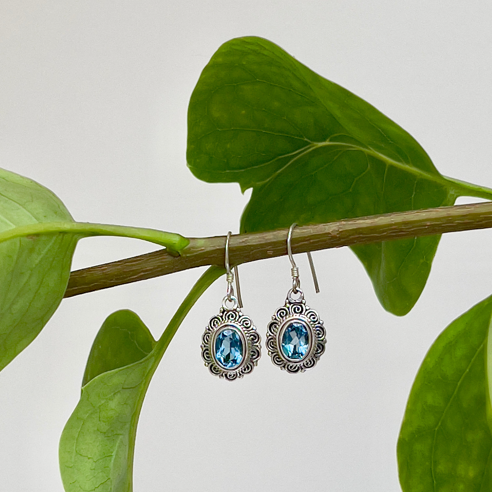 Blue Topaz & Silver Earrings