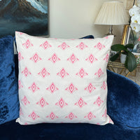 Hand Block Printed Organic Cotton Cushion - Pink Gatsby