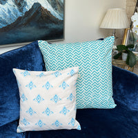 Hand Block Printed Organic Cotton Cushion - Blue Gatsby