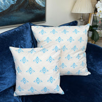 Hand Block Printed Organic Cotton Cushion - Blue Gatsby