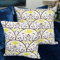 Hand Block Printed Organic Cotton Cushion - Art Deco
