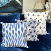 Hand Block Printed Organic Cotton Cushion - Ash Leaves