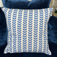 Hand Block Printed Organic Cotton Cushion - Ash Leaves