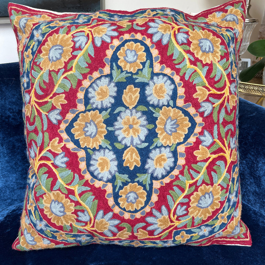 Handcrafted Crewel Work Cushion
