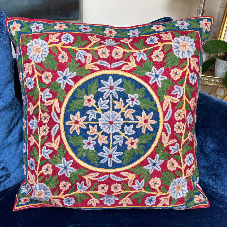 Handcrafted Crewel Work Cushion