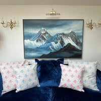 Hand Block Printed Organic Cotton Cushion - Blue Gatsby