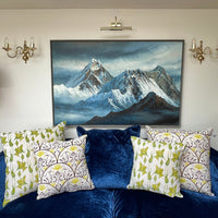 Hand Block Printed Organic Cotton Cushion - Daffodils