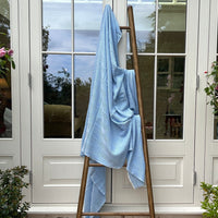 Cashmere Wool Throw / Blanket - Blue Herringbone