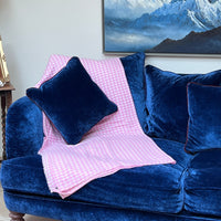 Cashmere Wool Throw / Blanket - Pink & White Checkered