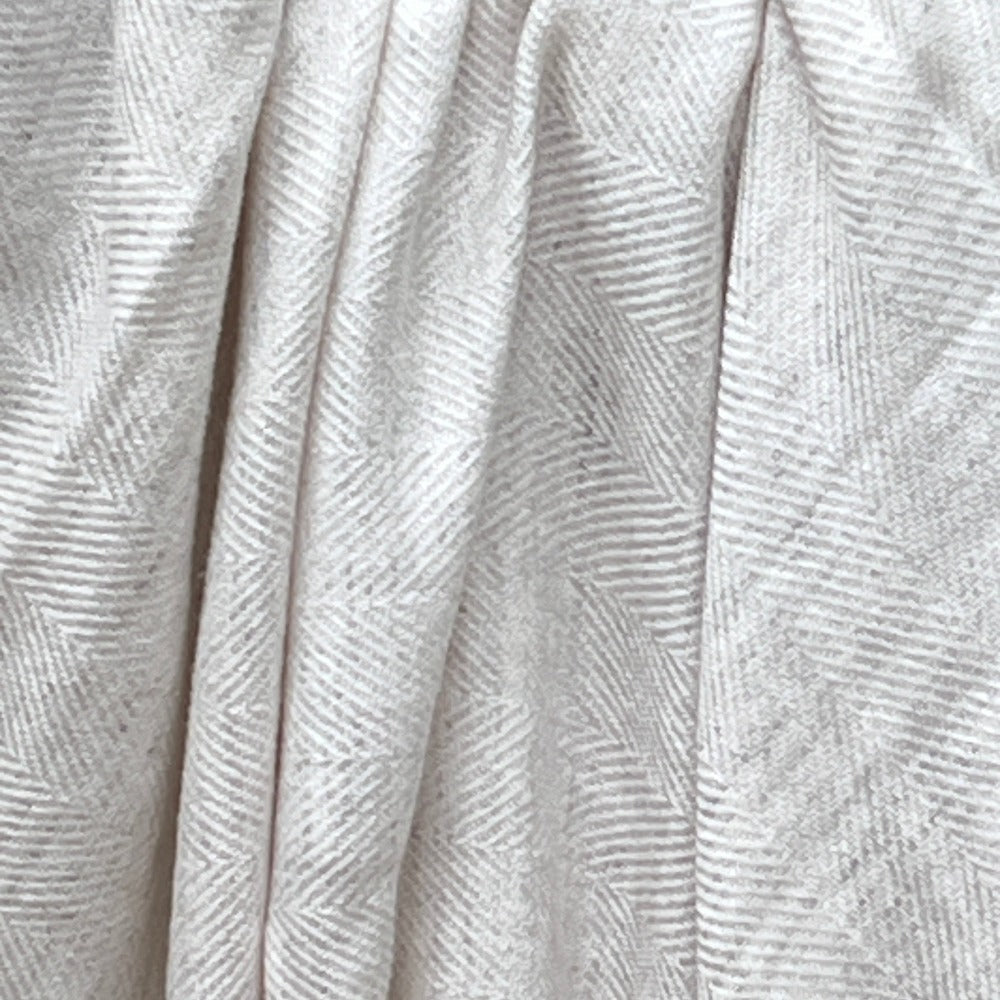 Cashmere Wool Throw / Blanket - Cream Herringbone