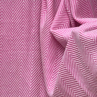 Cashmere Wool Throw / Blanket - Pink Herringbone