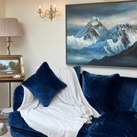 Cashmere Wool Throw / Blanket - Cream Herringbone