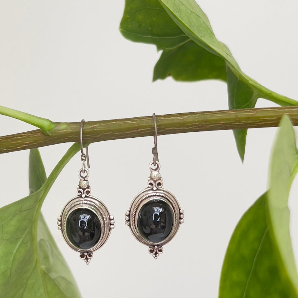 Black Star & Silver Earrings