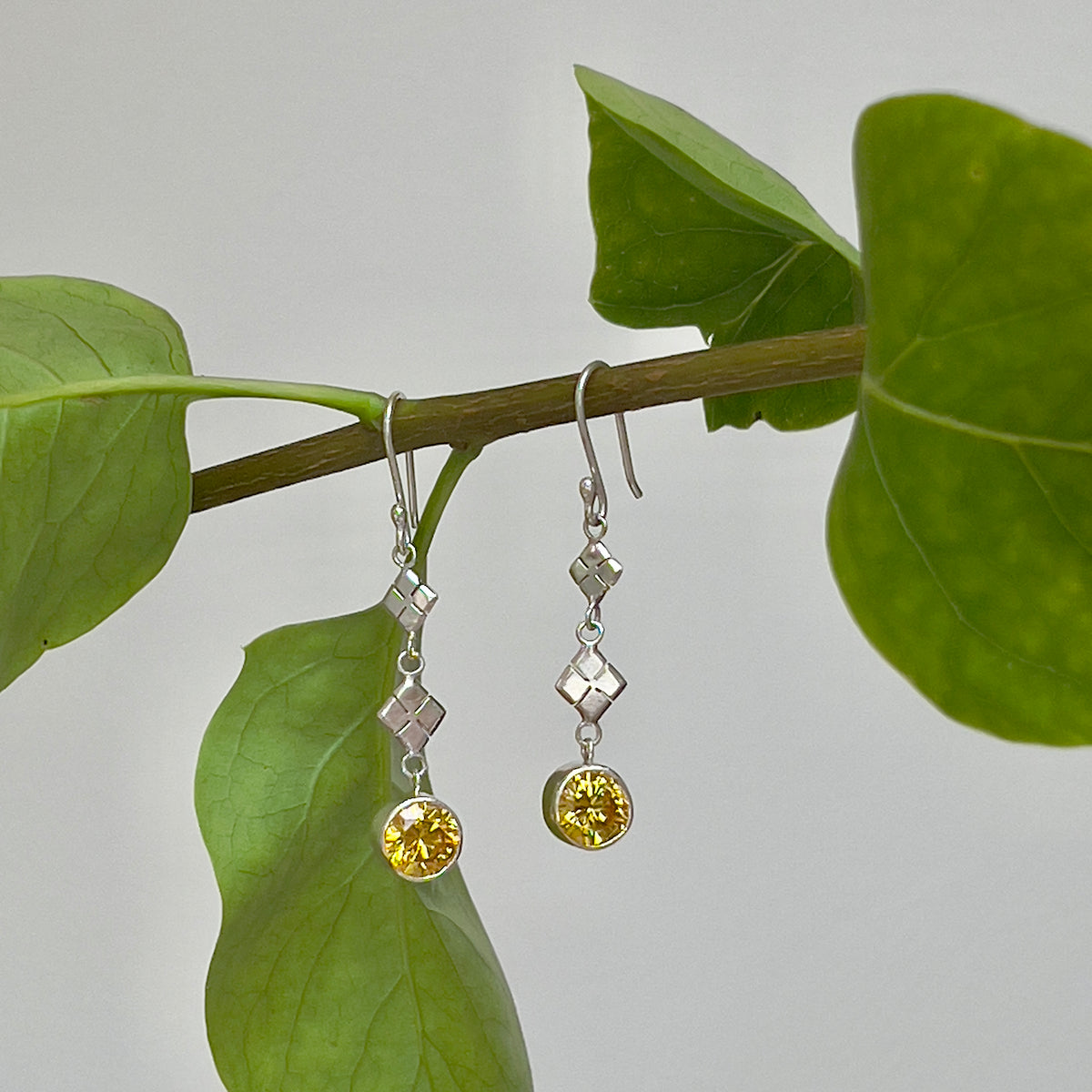 Yellow Topaz &amp; Silver Drop Earrings