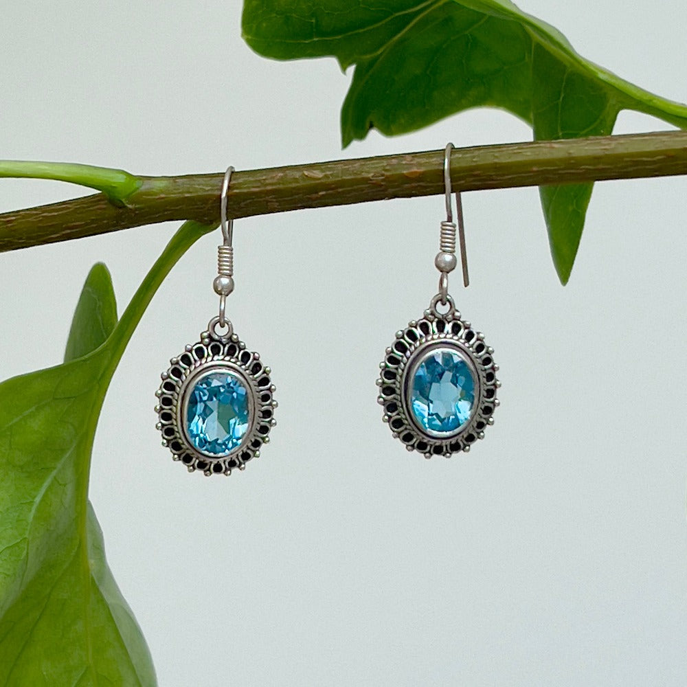 Blue Topaz & Silver Earrings