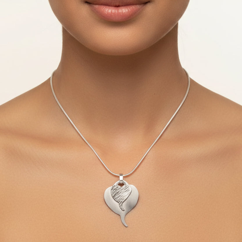 Handcrafted Silver 'Pipal Leaf' Necklace