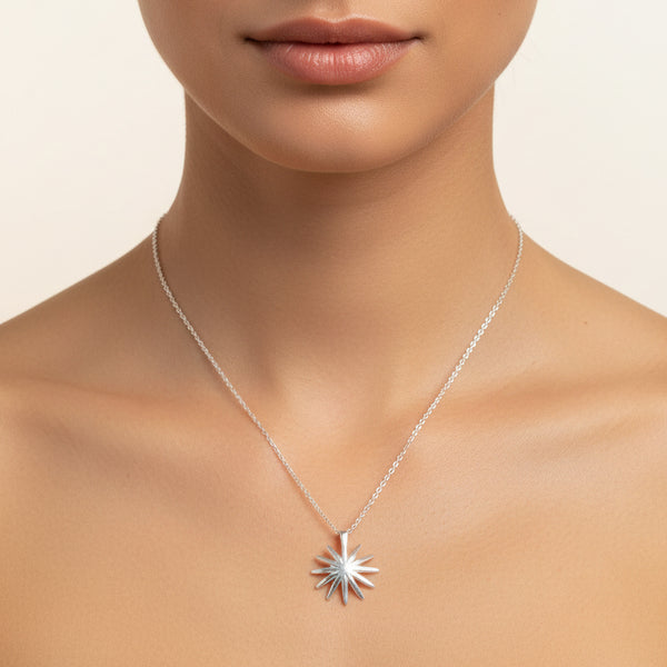Handcrafted Silver 'Sun & Star' Necklace