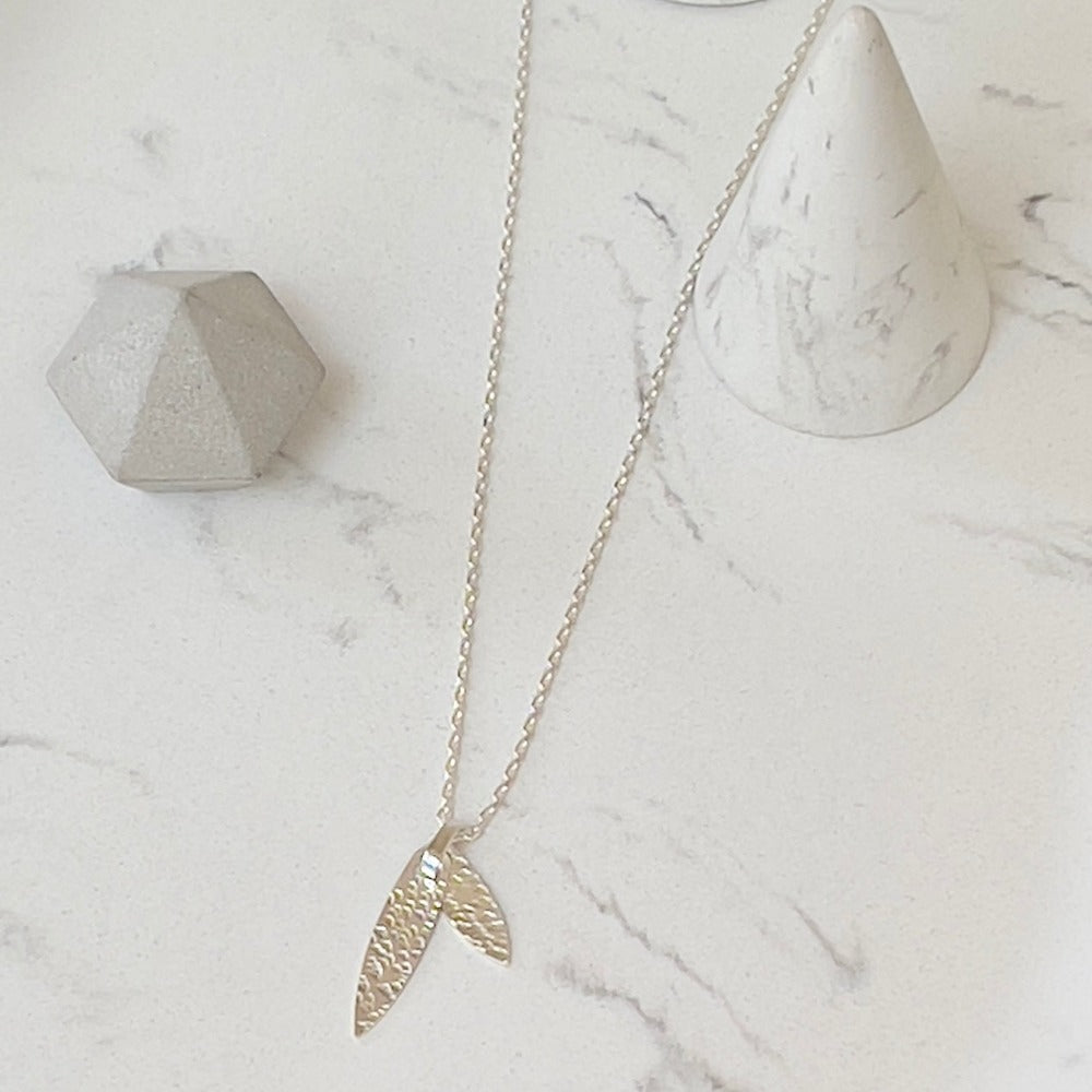 Silver 'Double Leaf' Necklace