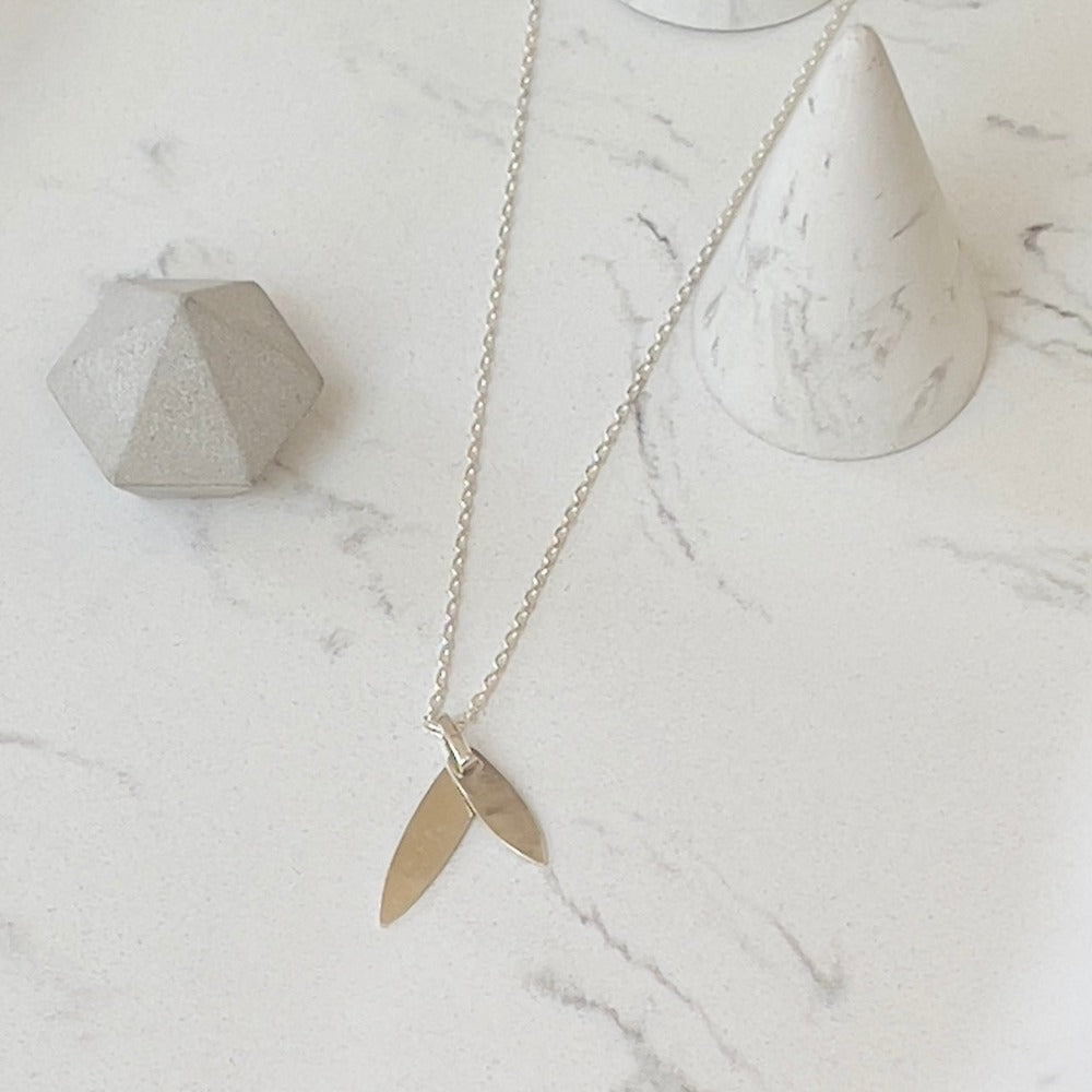 Silver &#39;Double Leaf&#39; Necklace