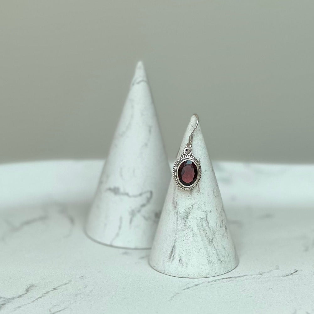 Garnet & Silver Earrings