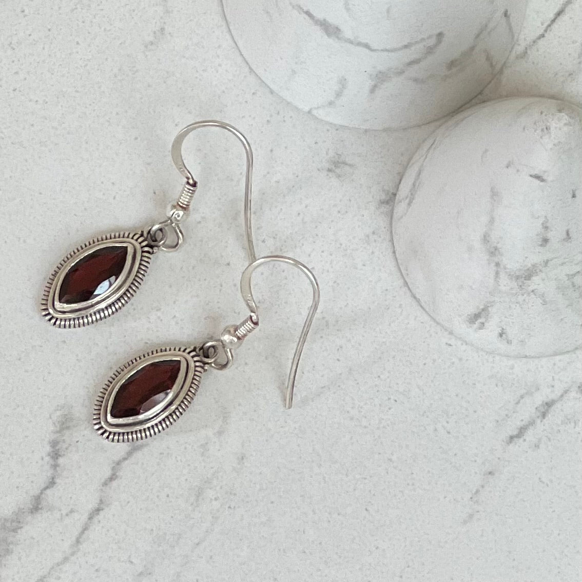 Garnet &amp; Silver Earrings