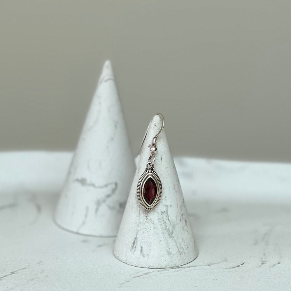 Garnet & Silver Earrings