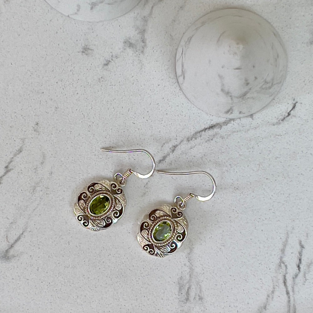 Peridot &amp; Silver Earrings