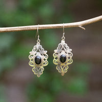 Silver & Black Star Earrings