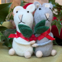 Handcrafted Felted Wool Christmas Mice